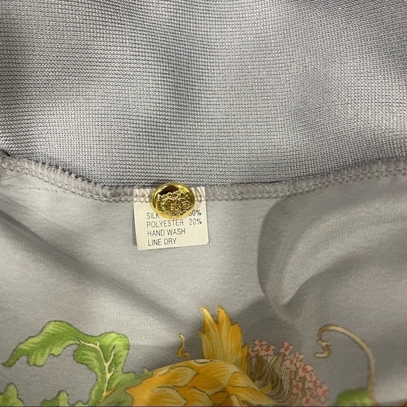 Jacqueline De Michel Shirt Knit Cardigan Set Silk Floral Vintage Small - Picture 12 of 15